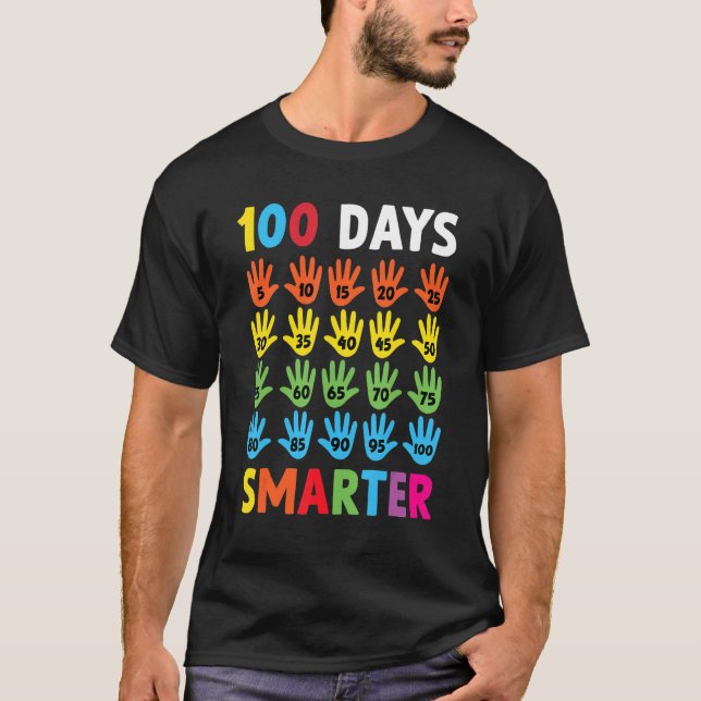 Camiseta 100 Days Smarter Hands Happy 100 Days Of School Bo (Frente)