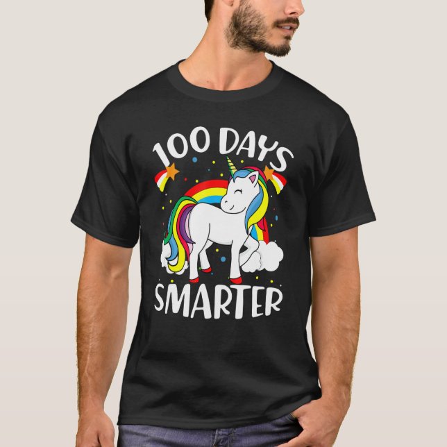Camiseta 100 Days Smarter Happy 100th Day Of School Cute Un (Frente)