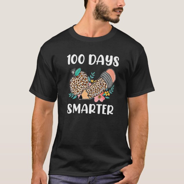 Camiseta 100 Days Smarter Happy 100th Day Of School Leopard (Frente)