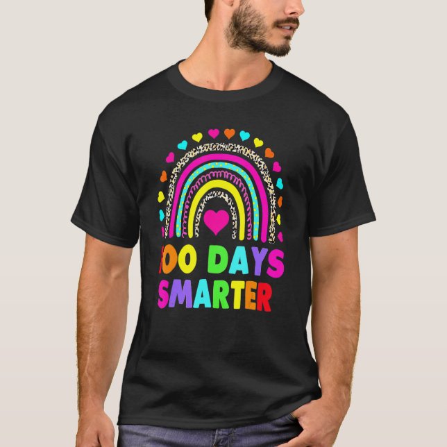 Camiseta 100 Days Smarter Happy 100th Day Of School Rainbow (Frente)