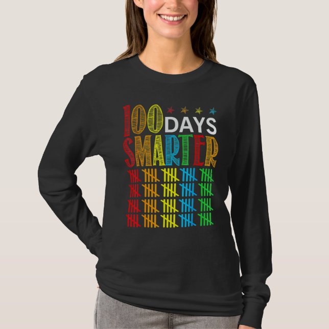 Camiseta 100 Days Smarter Happy 100th Day Of School Student (Frente)