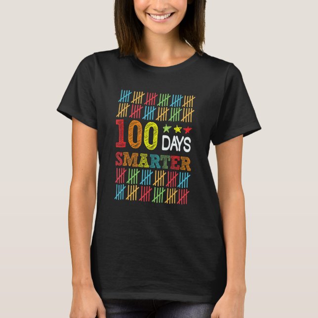 Camiseta 100 Days Smarter Happy 100th Day Of School Student (Frente)