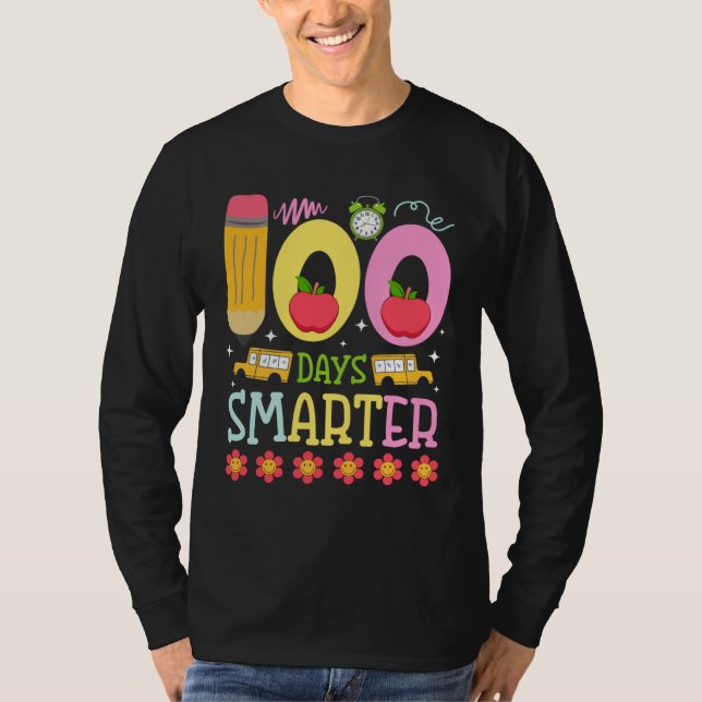 Camiseta 100 Days Smarter Happy 100th Day of School Teacher (Frente)