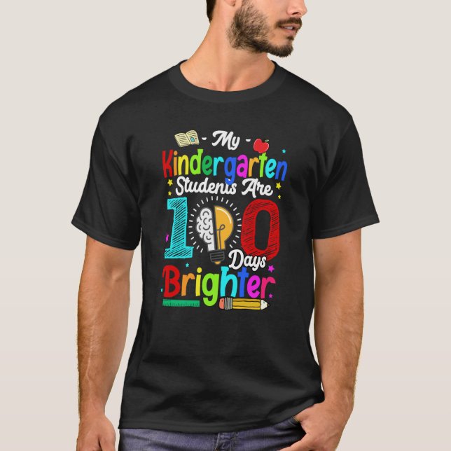 Camiseta 100 Days Smarter Kindergarten 100th Day Of School  (Frente)