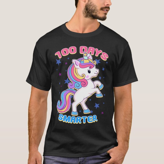 Camiseta 100 Days Smarter Magical Learning Unicorn Student  (Frente)