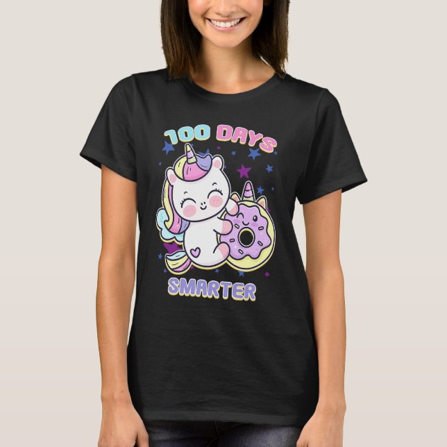 Camiseta 100 Days Smarter Magical Learning Unicorn with Don (Frente)