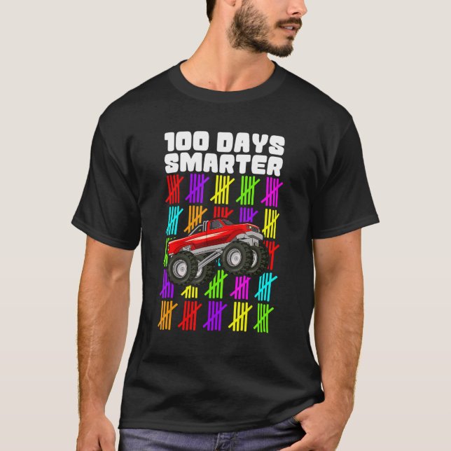Camiseta 100 Days Smarter Monster Truck Shirt Boy 100th Day (Frente)