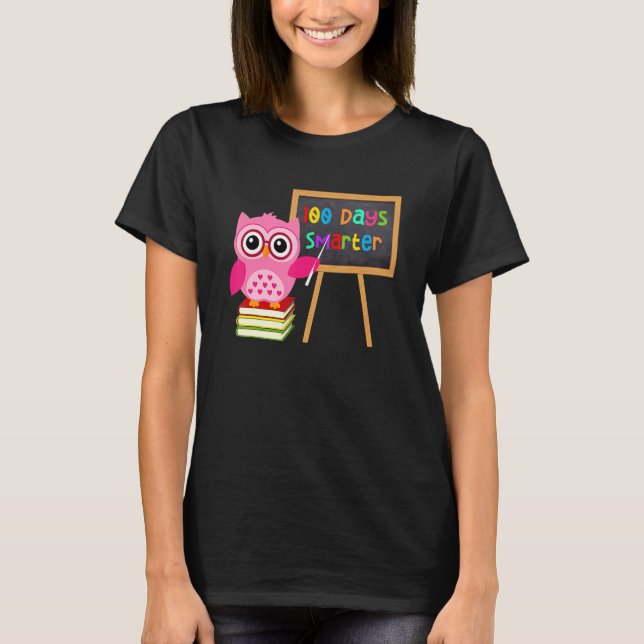 Camiseta 100 Days Smarter Owl Teacher Girls Child 100th Day (Frente)