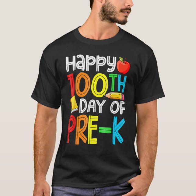 Camiseta 100 Days Smarter Pre-K Happy 100th Day Of School P (Frente)