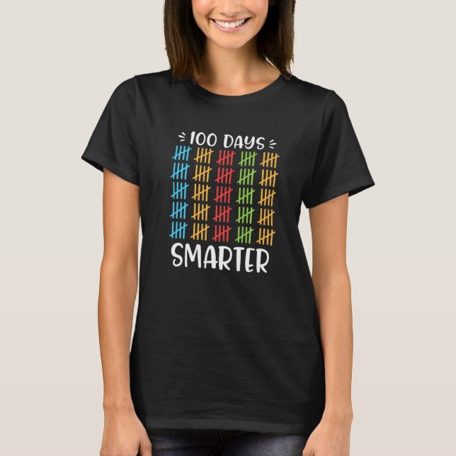 Camiseta 100 Days Smarter T-shirt 100th Day Of School Count (Frente)