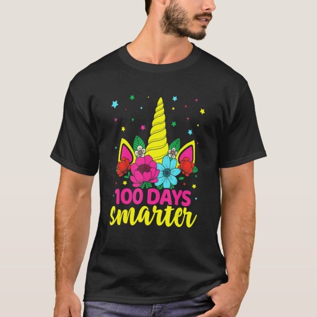 Camiseta 100 Days Smarter Unicorn Girls 100th Day Of School (Frente)