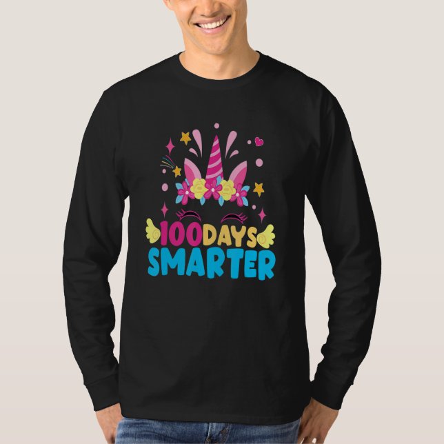 Camiseta 100 Days Smarter Unicorn Girls Teacher 100th Day O (Frente)