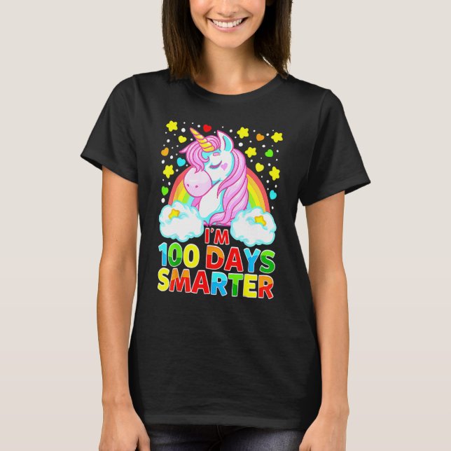 Camiseta 100 Days Smarter Unicorn Girls Teacher Students Ki (Frente)