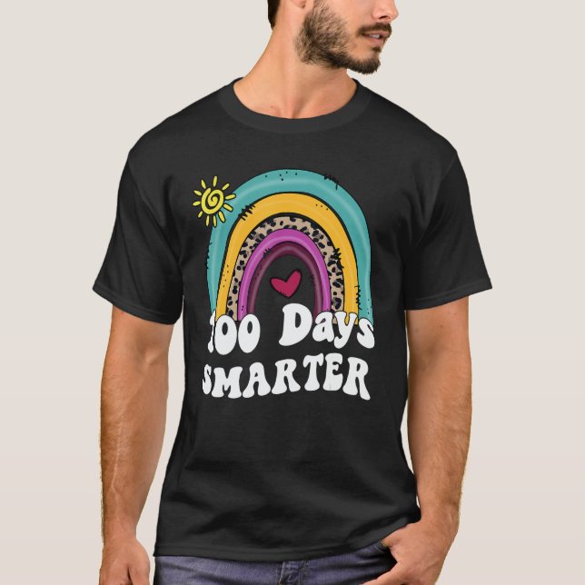 Camiseta 100 Days Smater Rainbow Teacher Student 100th Days (Frente)