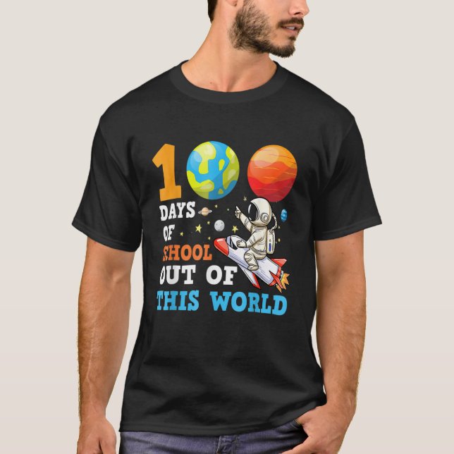 Camiseta 100 Days Space Teacher Boys Happy 100th Day Of Sch (Frente)