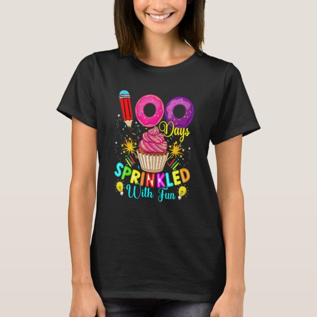 Camiseta 100 Days Sprinkled With Fun Cupcake 100th Day Of S (Frente)
