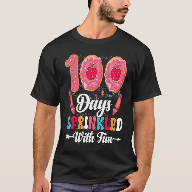 Camiseta 100 Days Sprinkled With Fun  Cut Donuts 100 Days o (Frente)