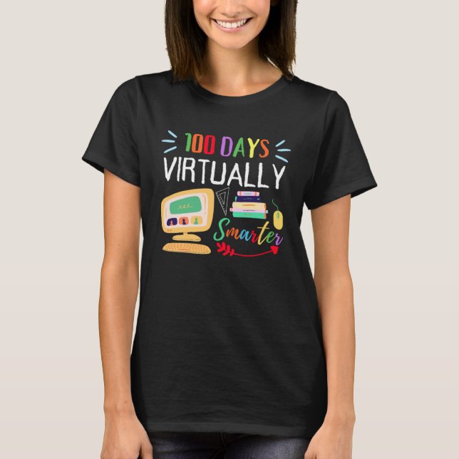 Camiseta 100 Days Virtually Smarter 100th Day Of School Kid (Frente)