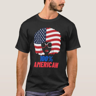 Camiseta 100% de bandeira americana Patriota Afro-Americano