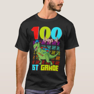 Camiseta 100 Dias 1rua Dinossauro Rex Dinossauros Miúdos Di