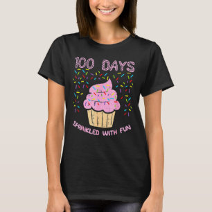 Camiseta 100 Dias Bonitos Espelhados Com Cupcake Divertido