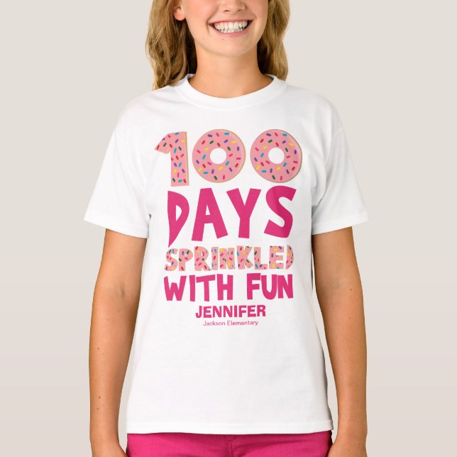 Camiseta 100 dias borrifados com 100 dias de escola diverti (Frente)