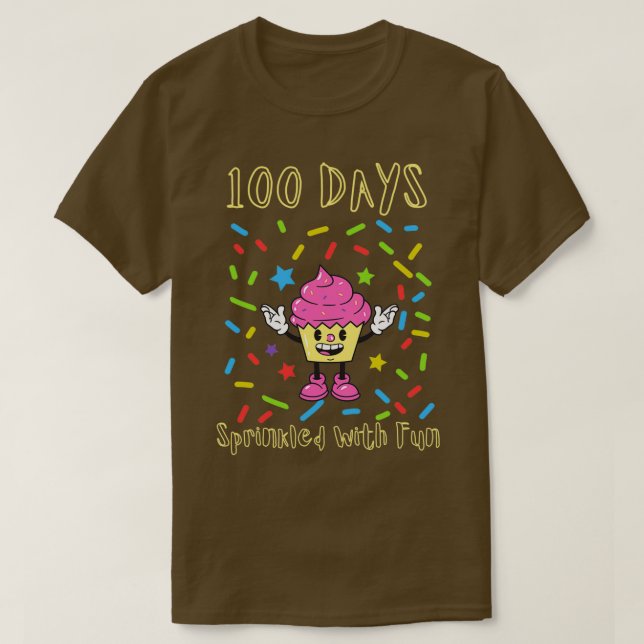 Camiseta 100 dias borrifados com amantes de bolo divertido  (Frente do Design)