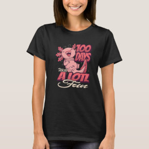 Camiseta 100 dias com muita diversão rindo Axolotl