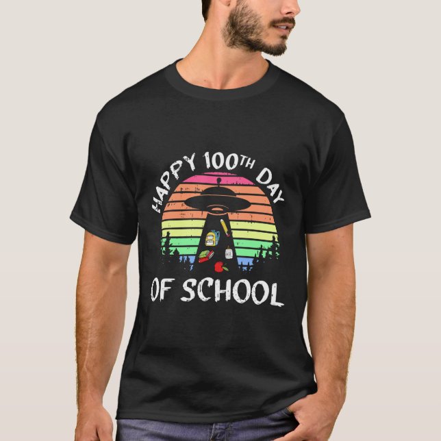 Camiseta 100 Dias De Abdução De Alienígenas De OVNI Escolar (Frente)
