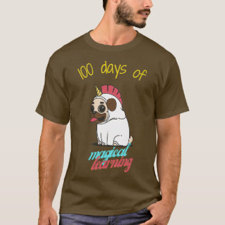 Camiseta 100 dias de aprendizado mágico com um cachorro fof