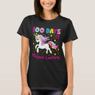 Camiseta 100 dias de aprendizado mágico de meninas Unicórni