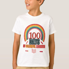 Camiseta 100 dias de aprendizagem colorida: educacional e d