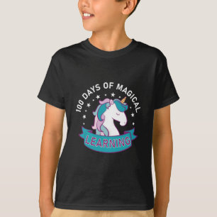 Camiseta 100 dias de aprendizagem mágica 100º dia - Unicórn