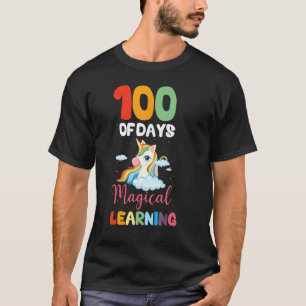 Camiseta 100 Dias De Aprendizagem Mágica Rainbow Unicorn 10