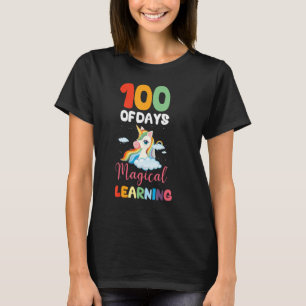 Camiseta 100 Dias De Aprendizagem Mágica Rainbow Unicorn 10