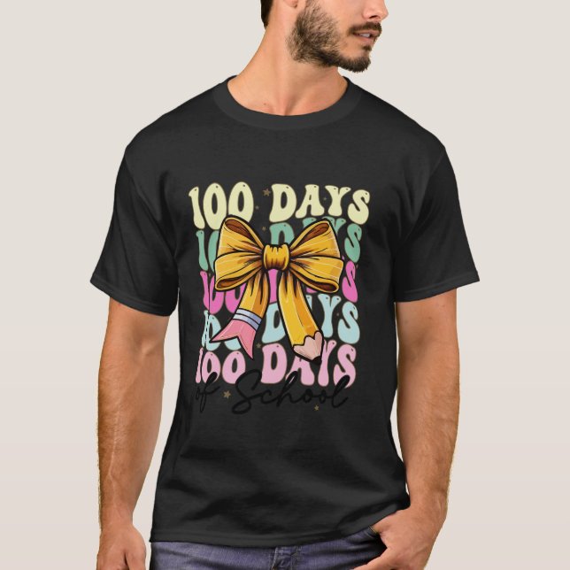 Camiseta 100 Dias De Arco De Coquete Escolar Groovy 100º Di (Frente)