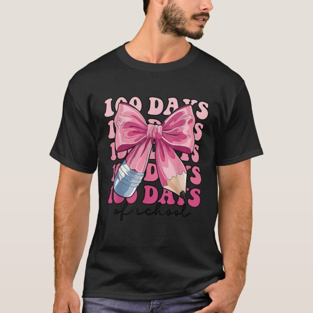 Camiseta 100 dias de Arco de Lápis Rosa Arco Coqueteira da  (Frente)