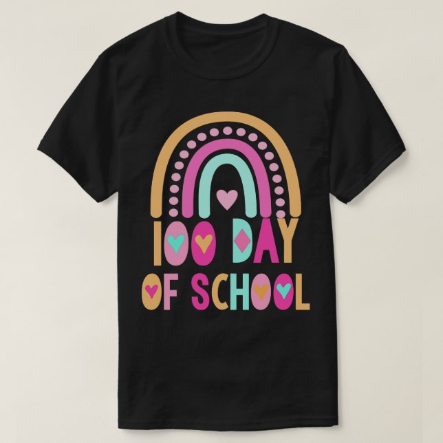 Camiseta 100 Dias De Arco-Íris Escolar (Frente do Design)