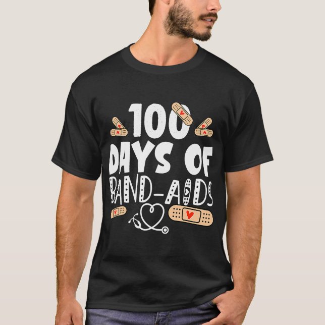 Camiseta 100 dias de Bandas-auxiliares - Enfermeiros escola (Frente)
