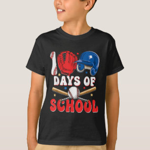 Camiseta 100 Dias De Basebol Escolar 100.º Dia Para Rapazes