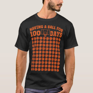 Camiseta 100 Dias De Basquete Escolar 100º Dia Para Rapazes