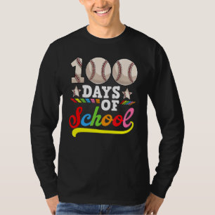 Camiseta 100 Dias De Beisebol Escolar Sobre Feliz 100º Dia