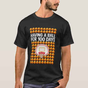Camiseta 100 Dias De Bolas De 100 Dias De Basquete Escolar