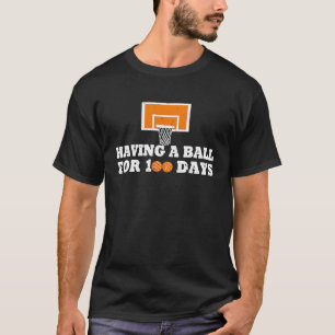 Camiseta 100 Dias De Bolas De 100 Dias De Basquete Escolar