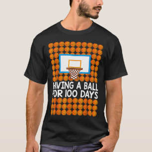 Camiseta 100 Dias De Bolas De 100 Dias De Basquete Escolar