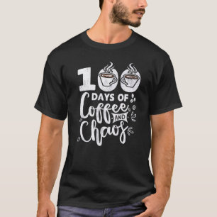 Camiseta 100 Dias De Café & Caos  100º Dia Escola Ensina