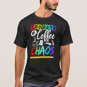 Camiseta 100 Dias De Café & Caos 100º Dia Professor Escola