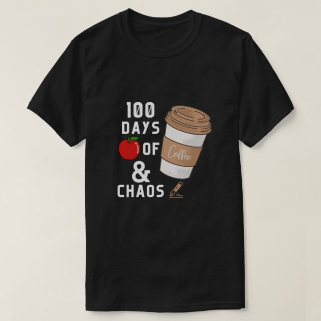 Camiseta 100 Dias de Café e Caos (Frente do Design)