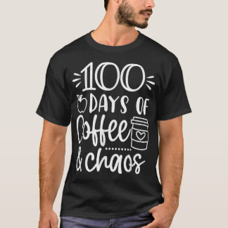 Camiseta 100 dias de café e caos 100º dia da escola