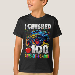 Camiseta 100 Dias De Caminhão De Monstro Escolar 100.º Dia